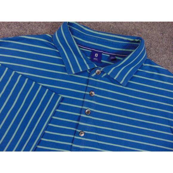 Footjoy Shirt Mens Large Blue Green Stripe Golf Polo FJ 1857 - Picture 1 of 7